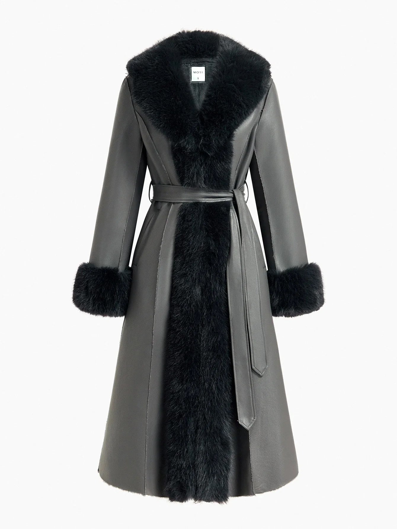 PREMIUM WOMENS CONTRAST FAUX FUR COAT AUTUMNWINTER