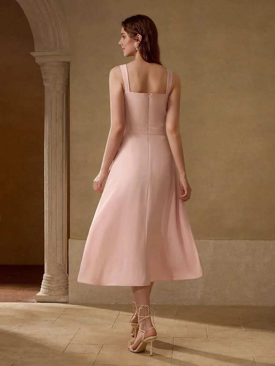 PREMIUM WOMENS EMBROIDERED LACE PATCHWORK MIDLENGTH ALINE DRESS