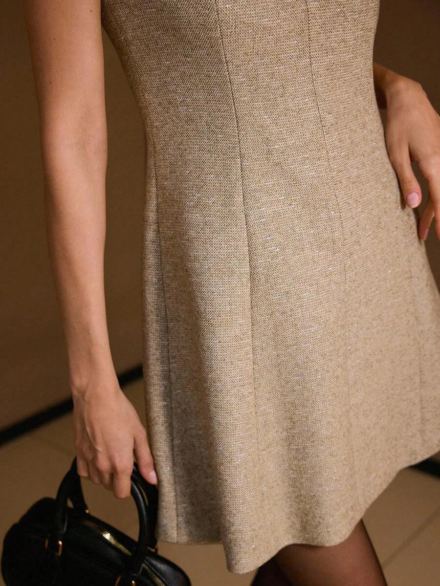 PREMIUM WOMENS EMBROIDERED WAIST FLARED HEM DRESS AUTUMNWINTER