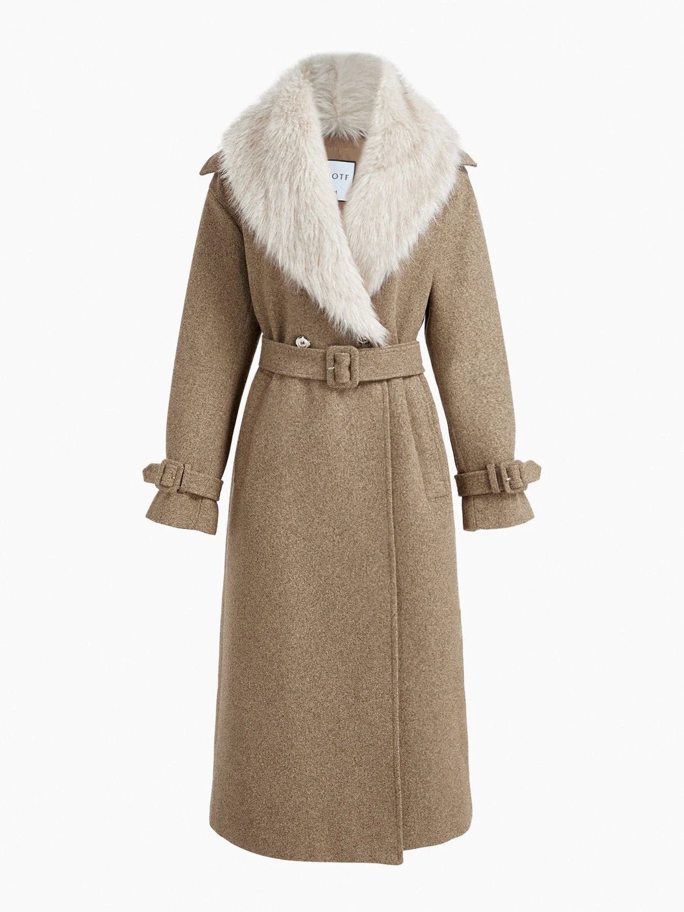 PREMIUM WOMENS FAUX FUR COLLAR LOOSE FIT WOOLEN OVERCOAT AUTUMNWINTER