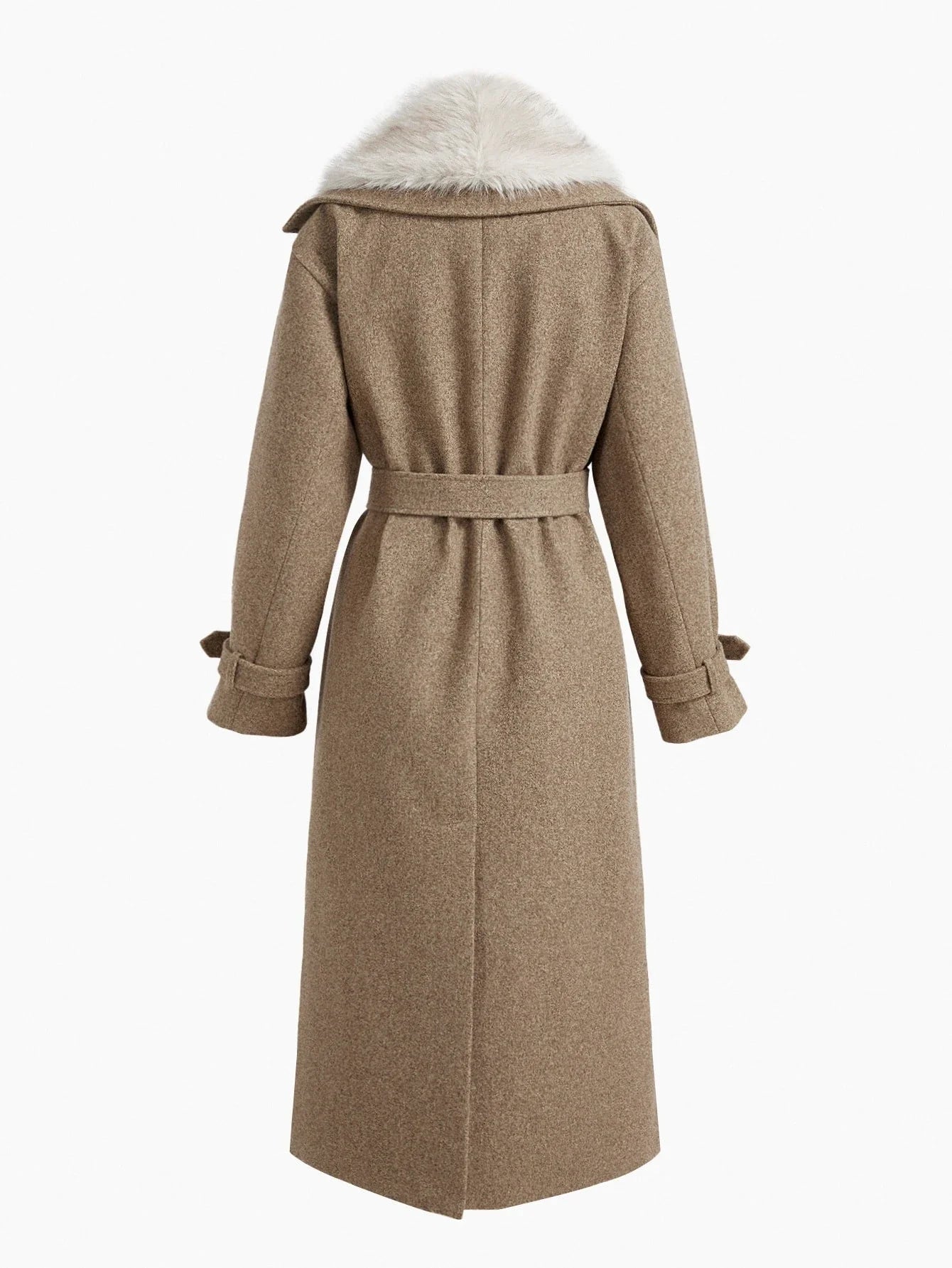 PREMIUM WOMENS FAUX FUR COLLAR LOOSE FIT WOOLEN OVERCOAT AUTUMNWINTER