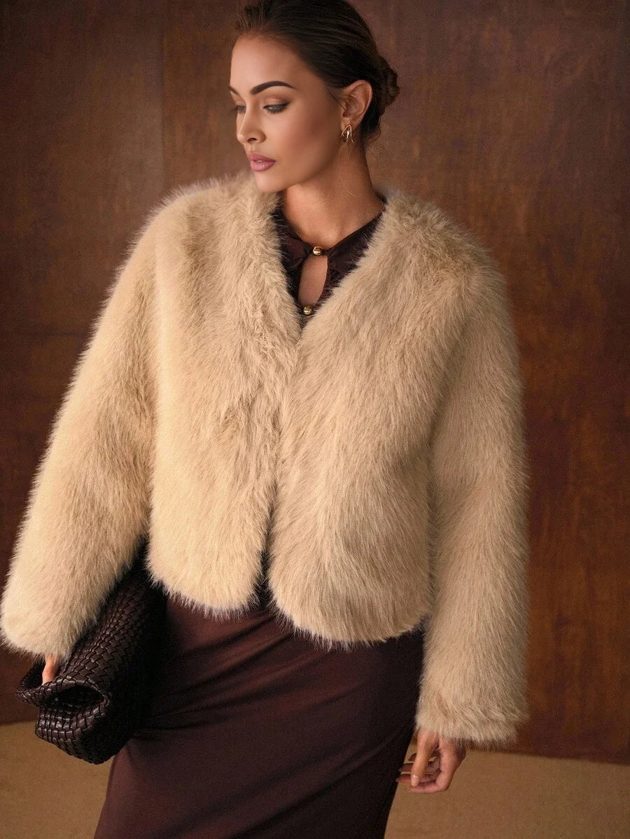 PREMIUM WOMENS FAUX FUR LINED WARM COAT AUTUMNWINTER