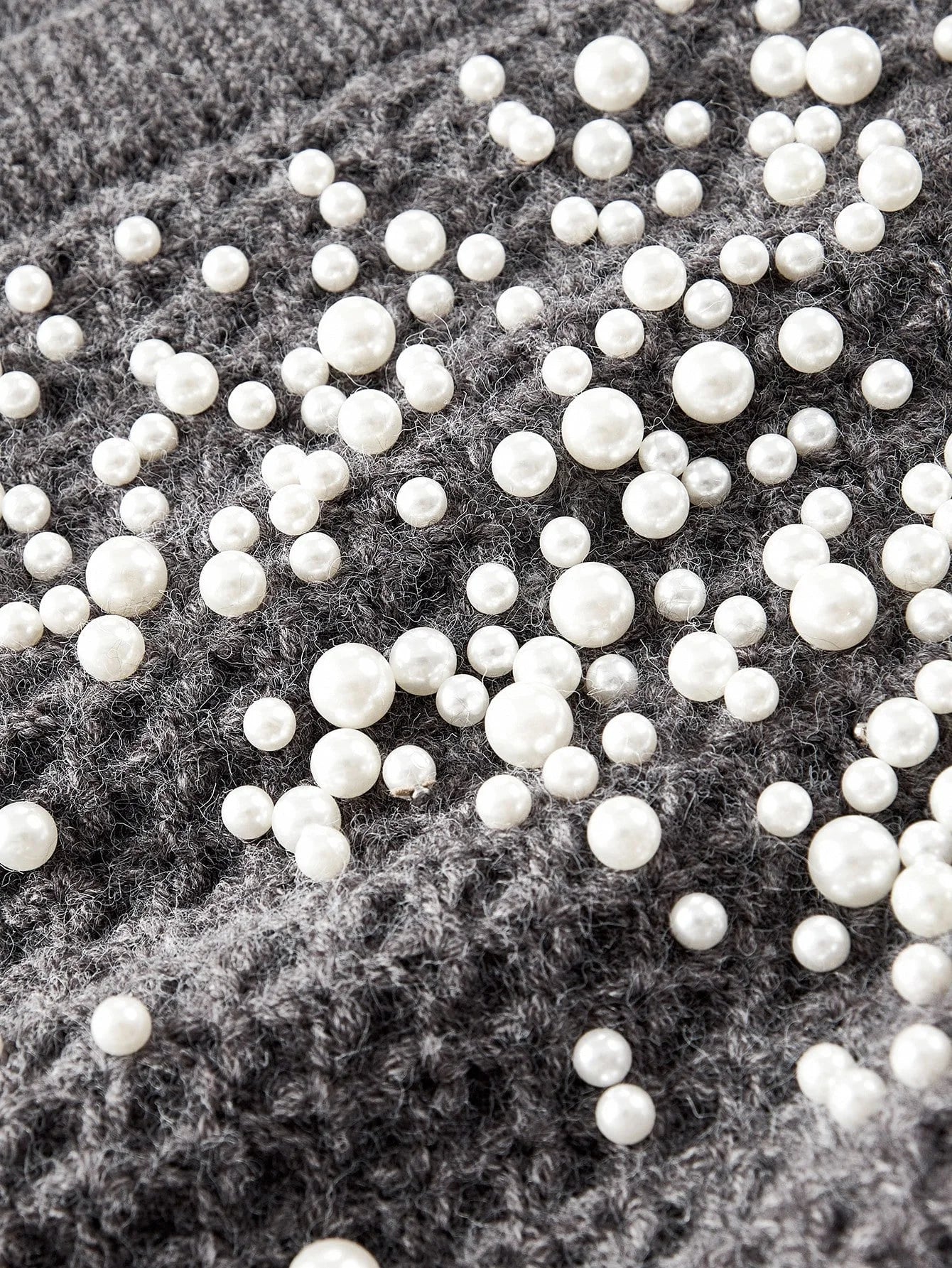 PREMIUM WOMENS FAUX PEARLS EMBELLISHED KNITTED CARDIGAN AUTUMNWINTER