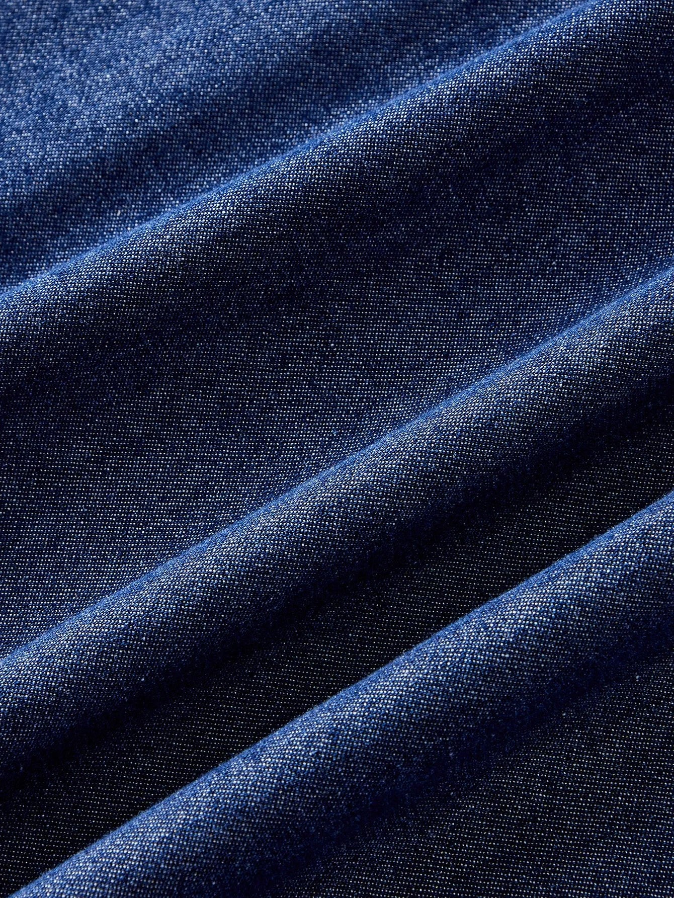 PREMIUM Womens Floral Embroidery Round Neck Short Sleeve Casual Denim Dress