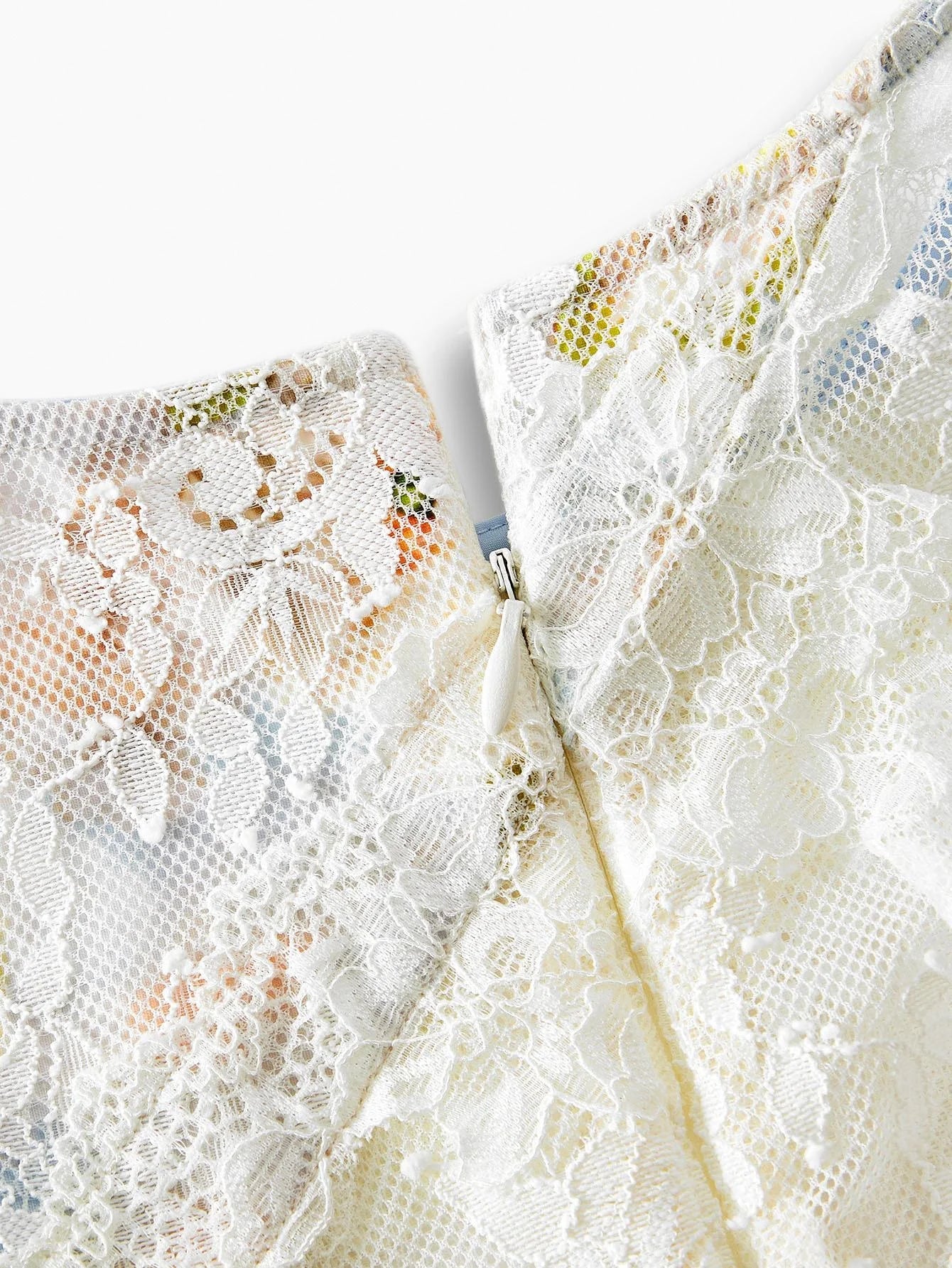 PREMIUM WOMENS FLORAL LACE SPLICE ASYMMETRIC HEM ELEGANT ROMANTIC MIDLENGTH DRESS