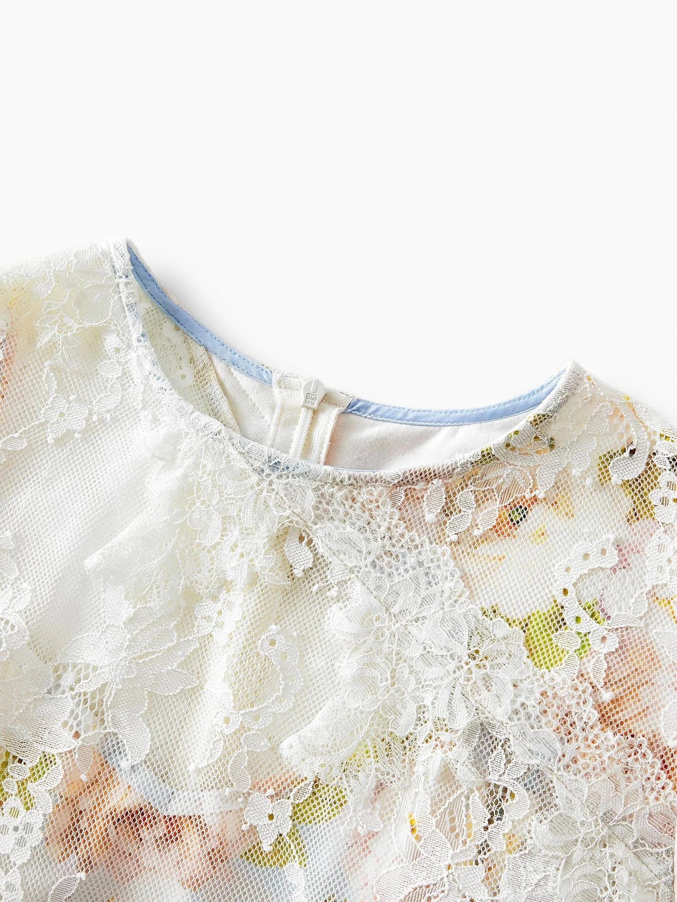 PREMIUM WOMENS FLORAL LACE SPLICE ASYMMETRIC HEM ELEGANT ROMANTIC MIDLENGTH DRESS