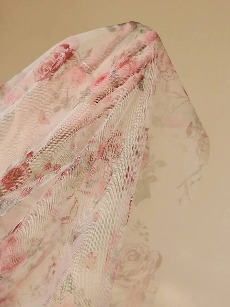 PREMIUM WOMENS FLORAL PRINT MESH amp LACE LONG SLEEVE DRESSSPRINGSUMMER