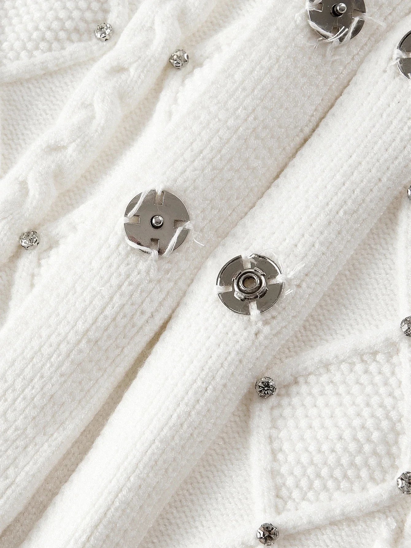 PREMIUM WOMENS FUR COLLAR RHINESTONE KNITTED BELTED CARDIGAN AUTUMNWINTER