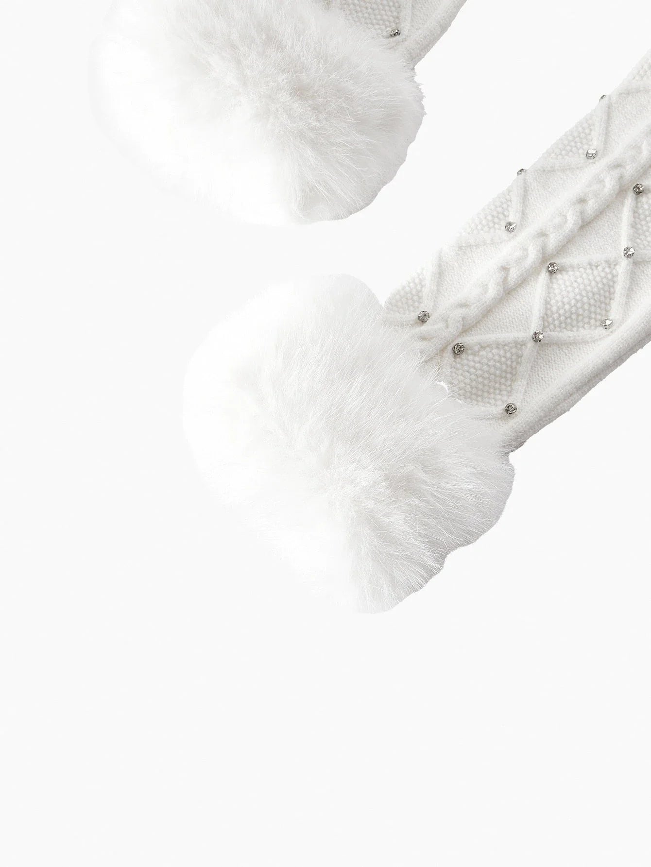 PREMIUM WOMENS FUR COLLAR RHINESTONE KNITTED BELTED CARDIGAN AUTUMNWINTER