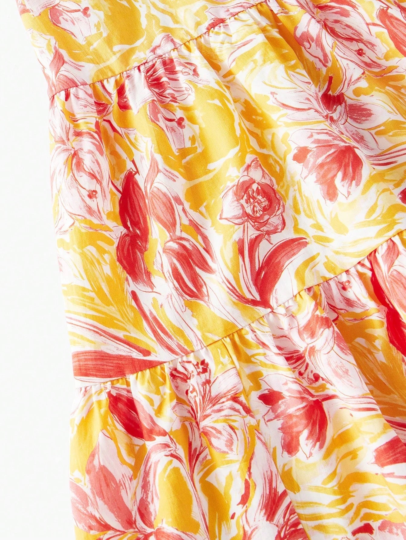 PREMIUM WOMENS LINEN FLOWER PRINT STEREO FLORAL GATHERED MIDI DRESS SUMMER VACATION DRESS