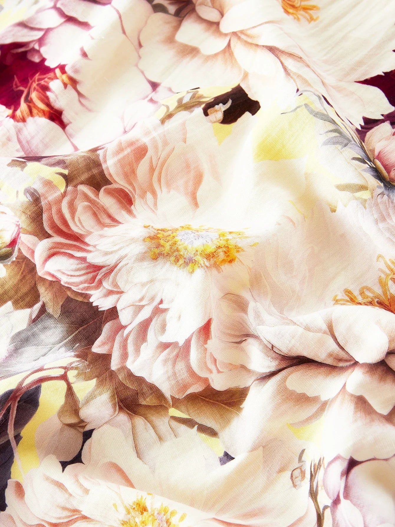 PREMIUM WOMENS LINEN ROMANTIC FLORAL PRINT LAYERED RUFFLE HEM DRESS