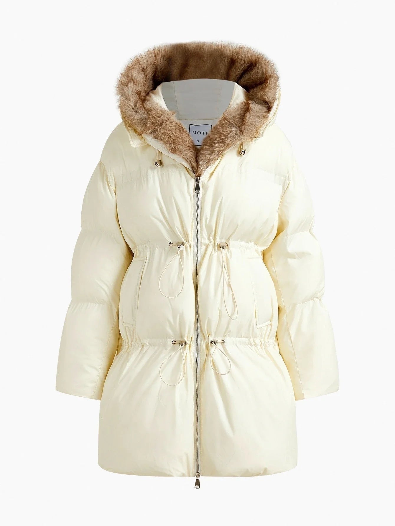 PREMIUM WOMENS LONG SLEEVE CONTRAST FURRY HOODED PADDED COAT AUTUMNWINTER