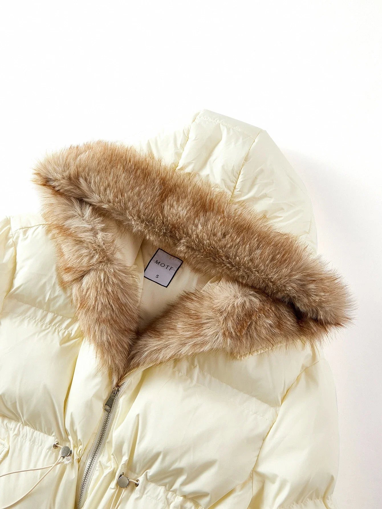 PREMIUM WOMENS LONG SLEEVE CONTRAST FURRY HOODED PADDED COAT AUTUMNWINTER