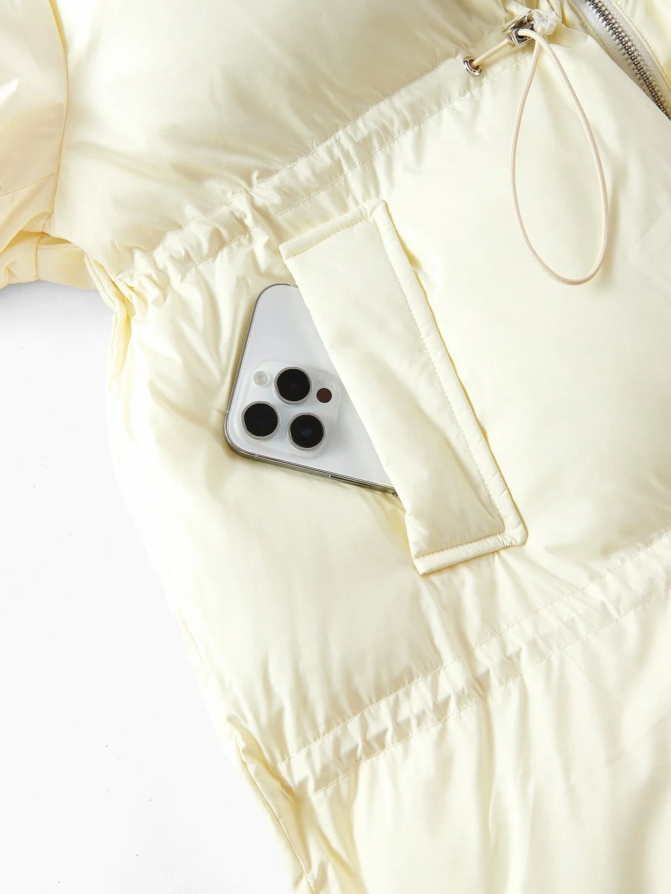 PREMIUM WOMENS LONG SLEEVE CONTRAST FURRY HOODED PADDED COAT AUTUMNWINTER