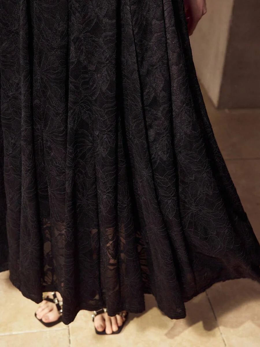 PREMIUM WOMENS LONG SLEEVE LACE EMBROIDERED CEREMONIAL DRESS