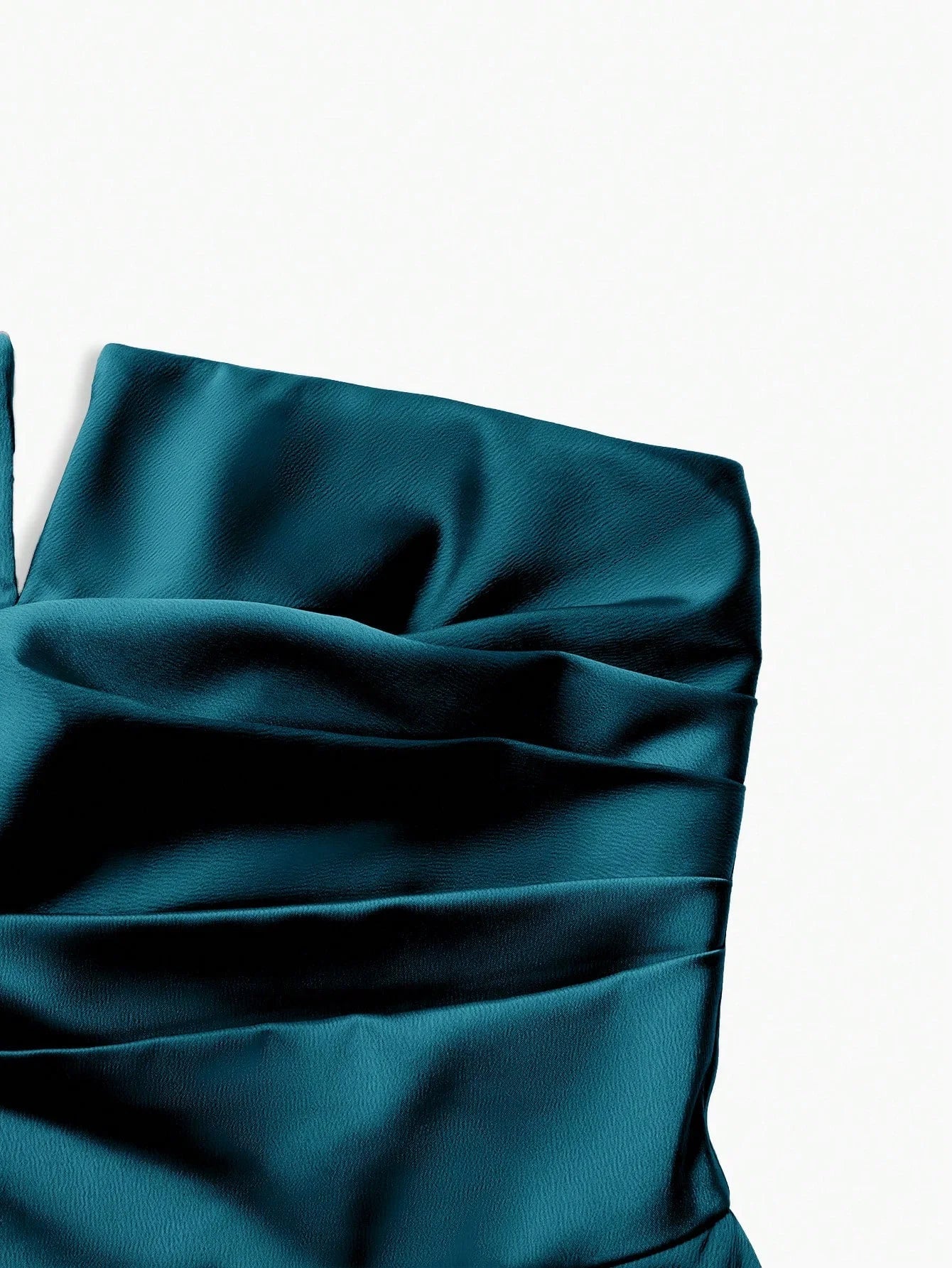 PREMIUM WOMENS PLEATED WRAP AROUND HEM BANDEAU DRESS