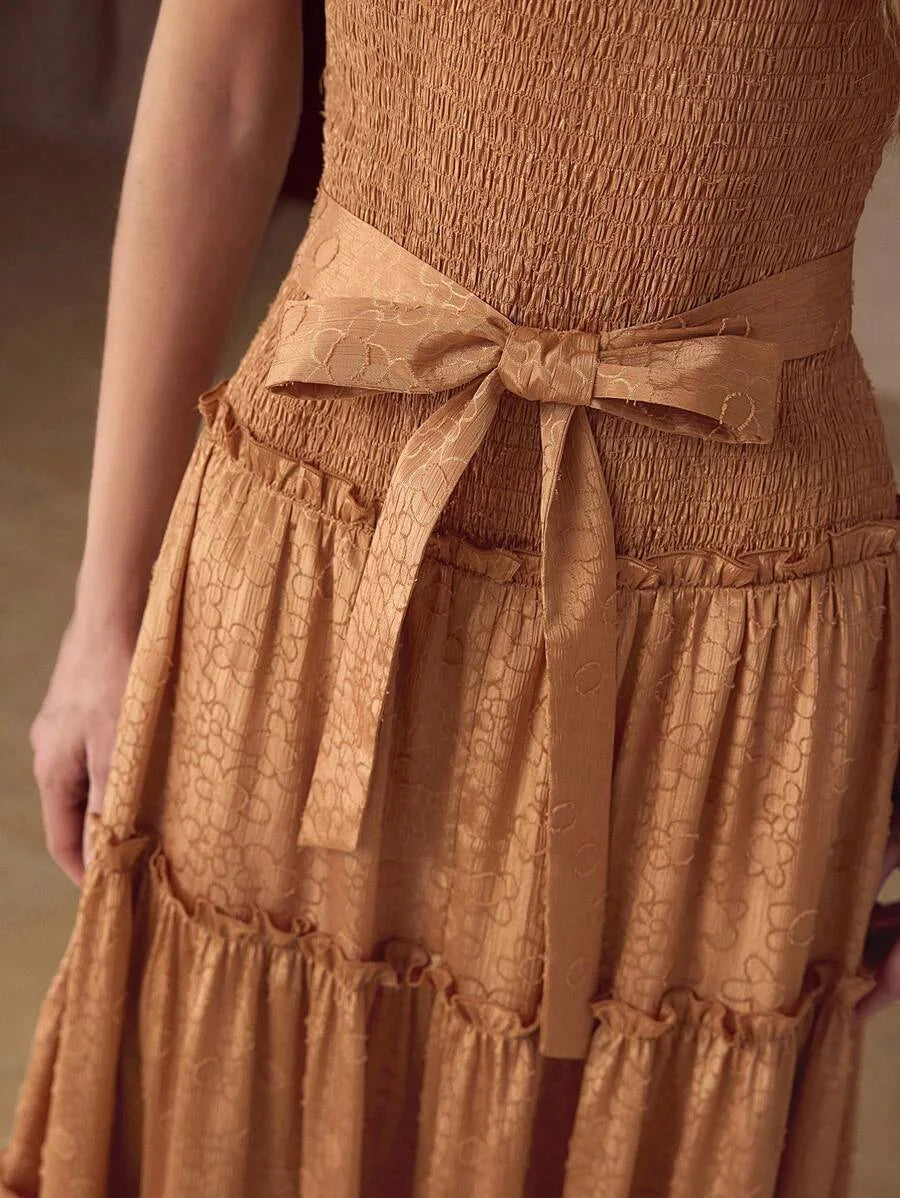 PREMIUM WOMENS ROMANTIC JACQUARD VACATION amp DATE OFF SHOULDER MIDI DRESS