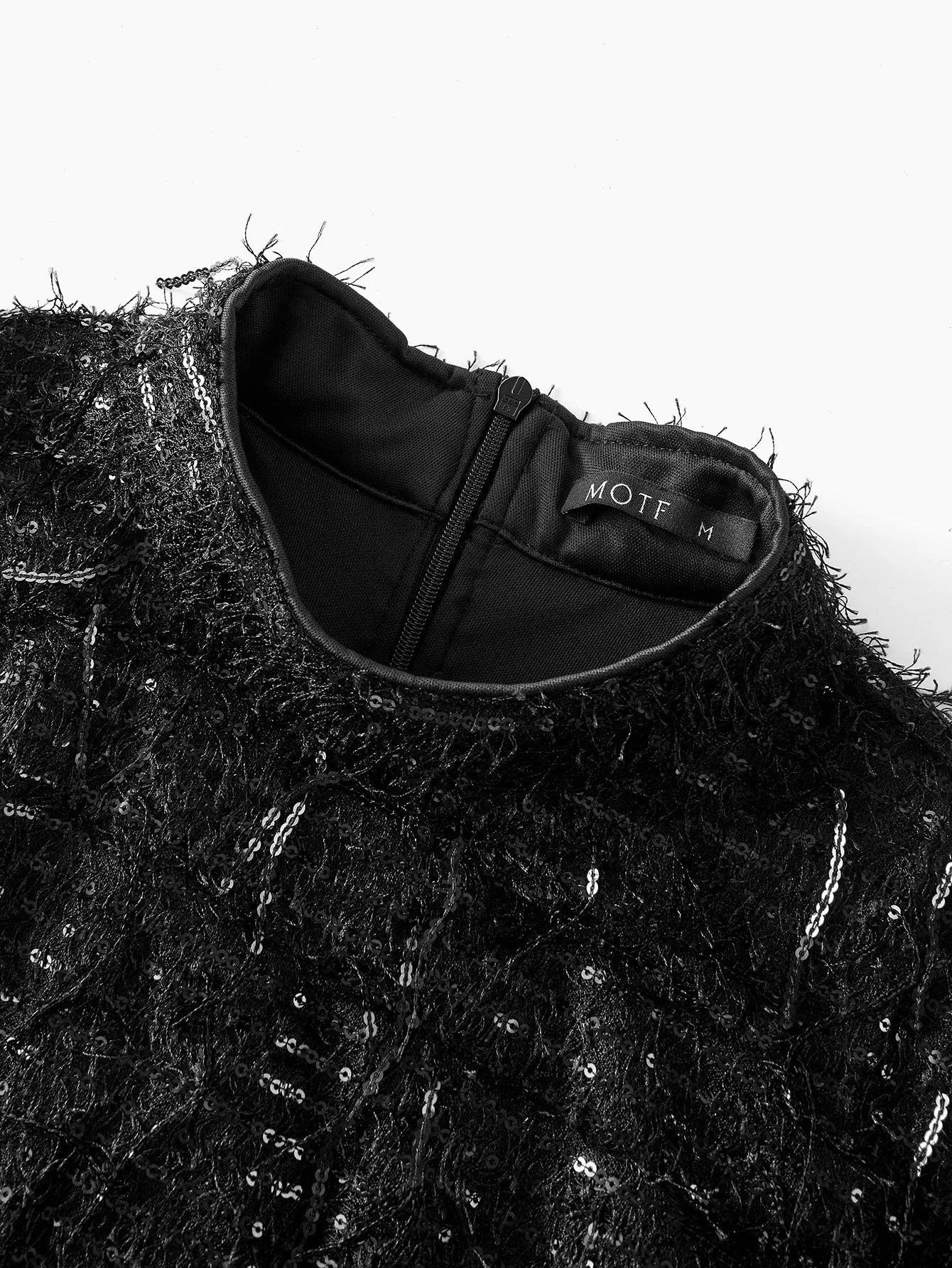 PREMIUM WOMENS SEQUIN TASSEL ELEGANT FITTED DRESS AUTUMNWINTER