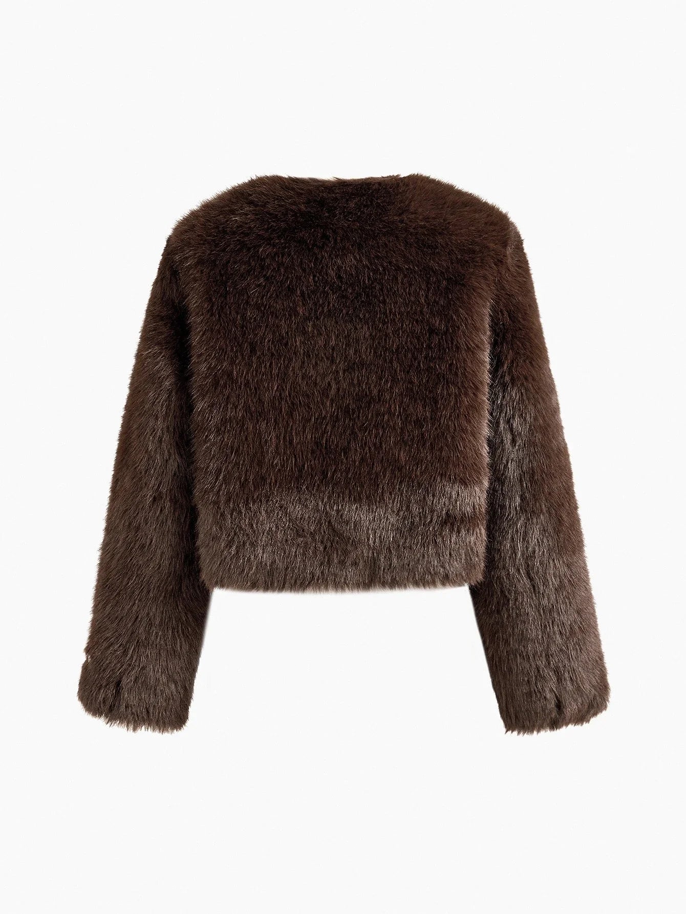 PREMIUM WOMENS STAR RHINESTONE EMBELLISHED FAUX FUR SHORT COAT AUTUMNWINTER