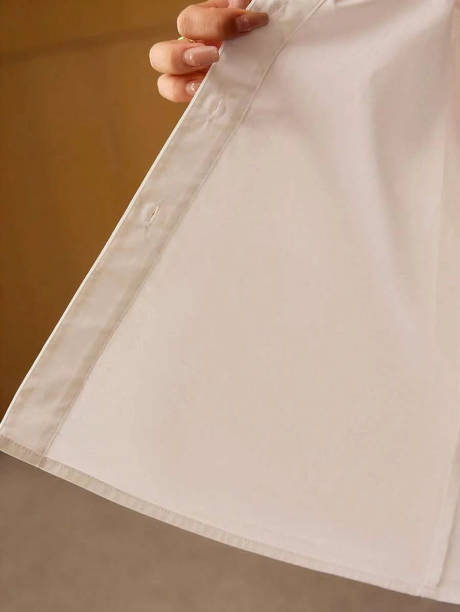 PREMIUM WOMENS TIE NECK SHIRT amp PU LEATHER SKIRT 2PIECE SET