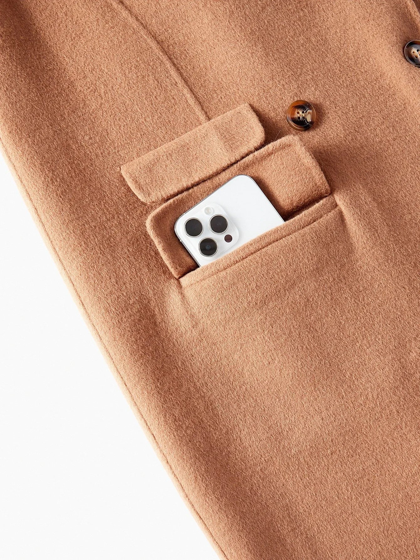 PREMIUM WOMENS WOOL CONTRAST FURRY COLLAR OVERCOAT AUTUMNWINTER