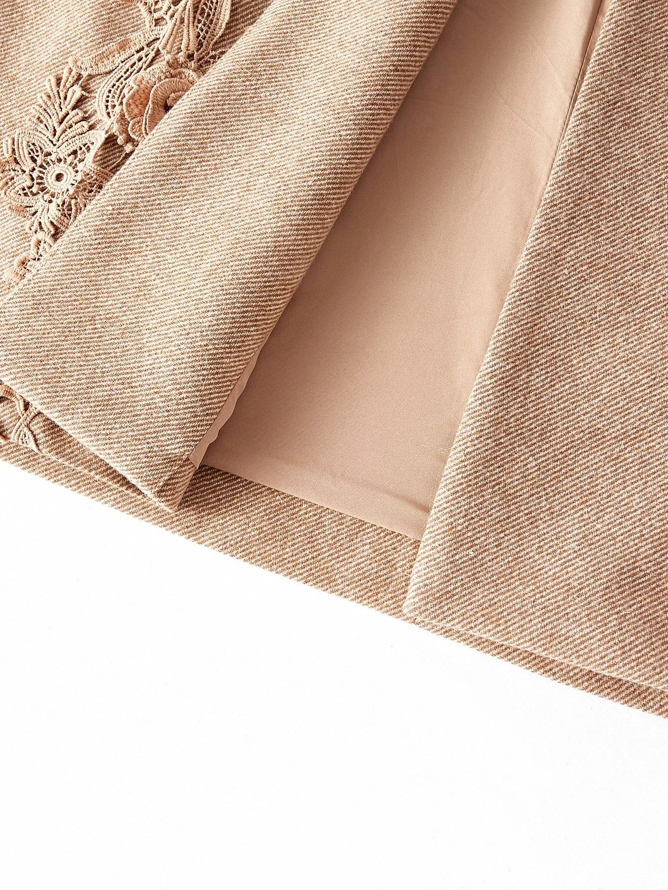 PREMIUM WOOL APPLIQUES BELTED OVERCOAT