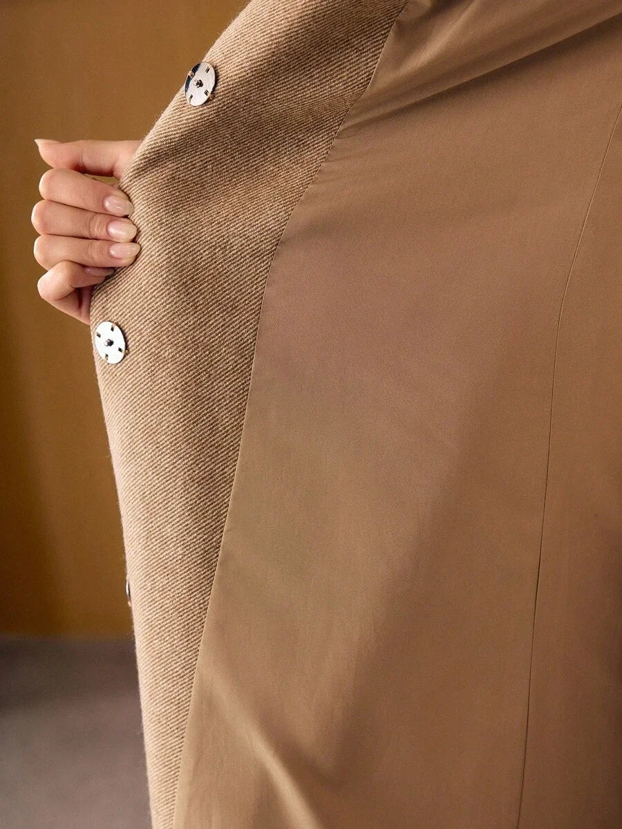 PREMIUM WOOL APPLIQUES BELTED OVERCOAT