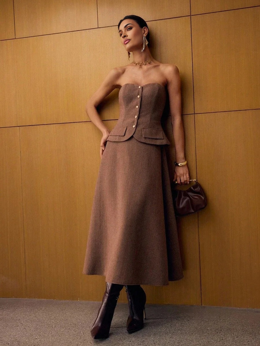 PREMIUM WOOL AUTUMNWINTER ALINE TUBE DRESS