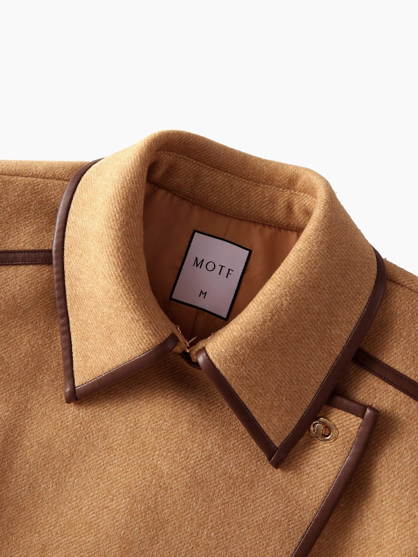 PREMIUM WOOL AUTUMNWINTER VINTAGESTYLE ELEGANT COMMUTER CONTRAST TRIM BLEND BELTED COAT