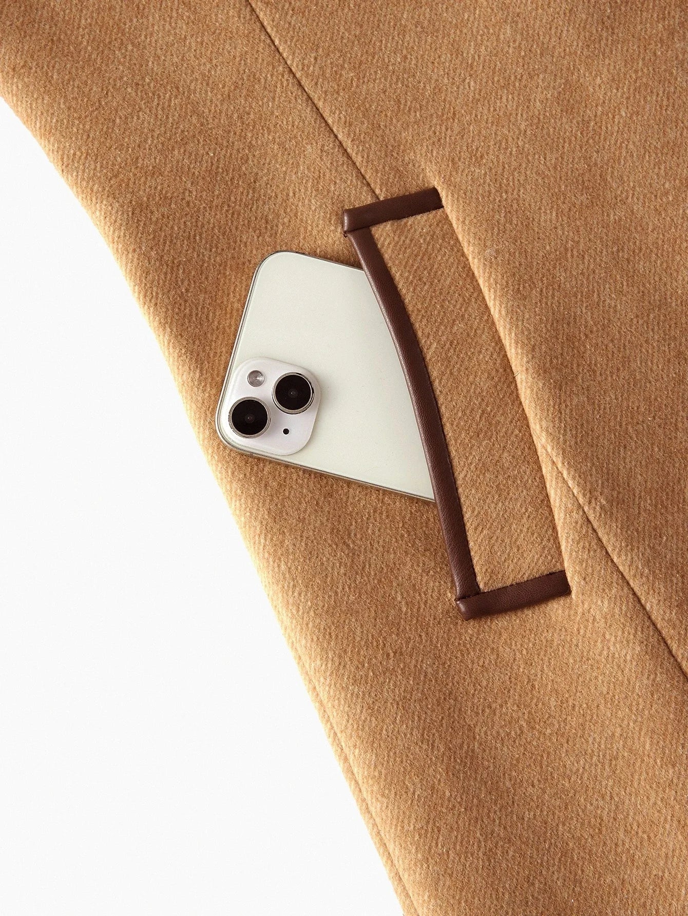 PREMIUM WOOL AUTUMNWINTER VINTAGESTYLE ELEGANT COMMUTER CONTRAST TRIM BLEND BELTED COAT