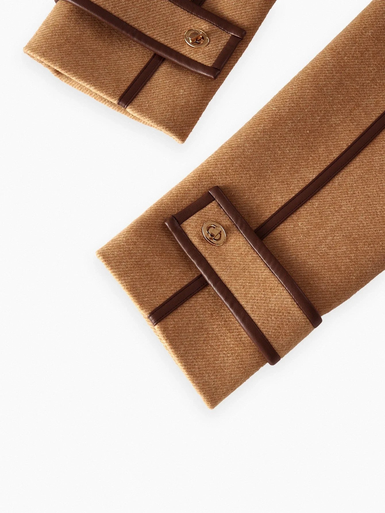 PREMIUM WOOL AUTUMNWINTER VINTAGESTYLE ELEGANT COMMUTER CONTRAST TRIM BLEND BELTED COAT