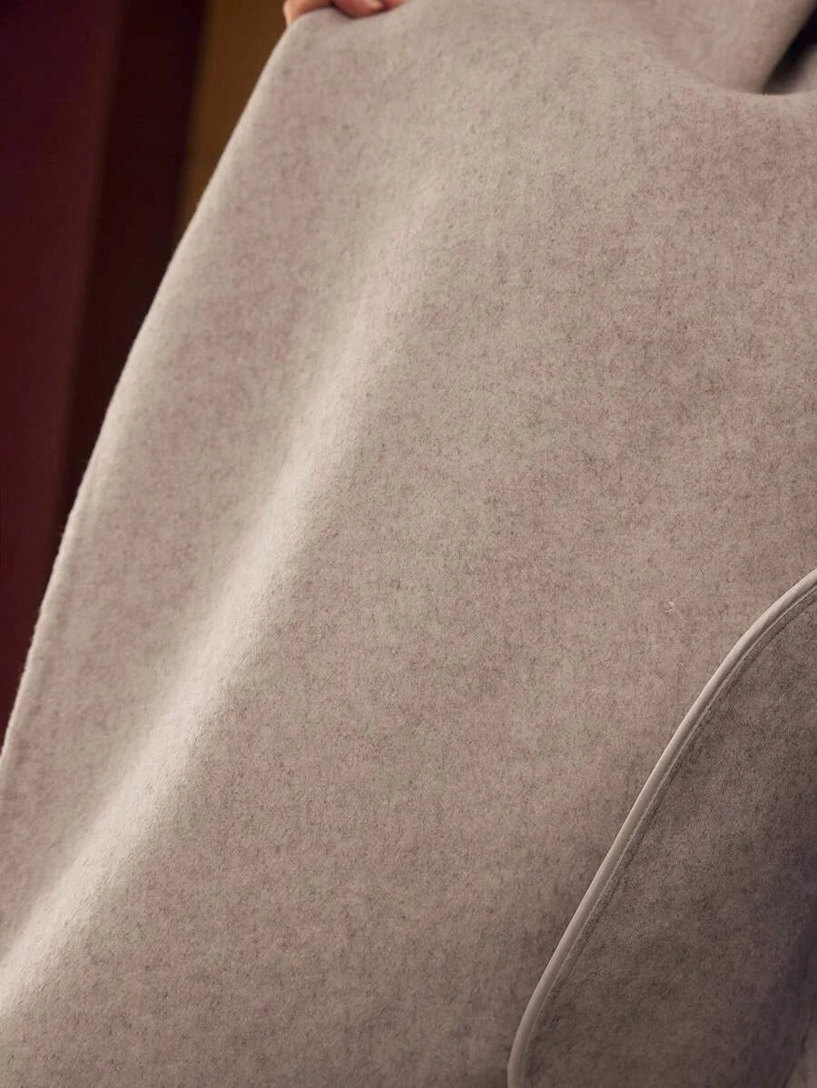 PREMIUM WOOL BELTED CONTRAST FAUX FUR OVERCOAT