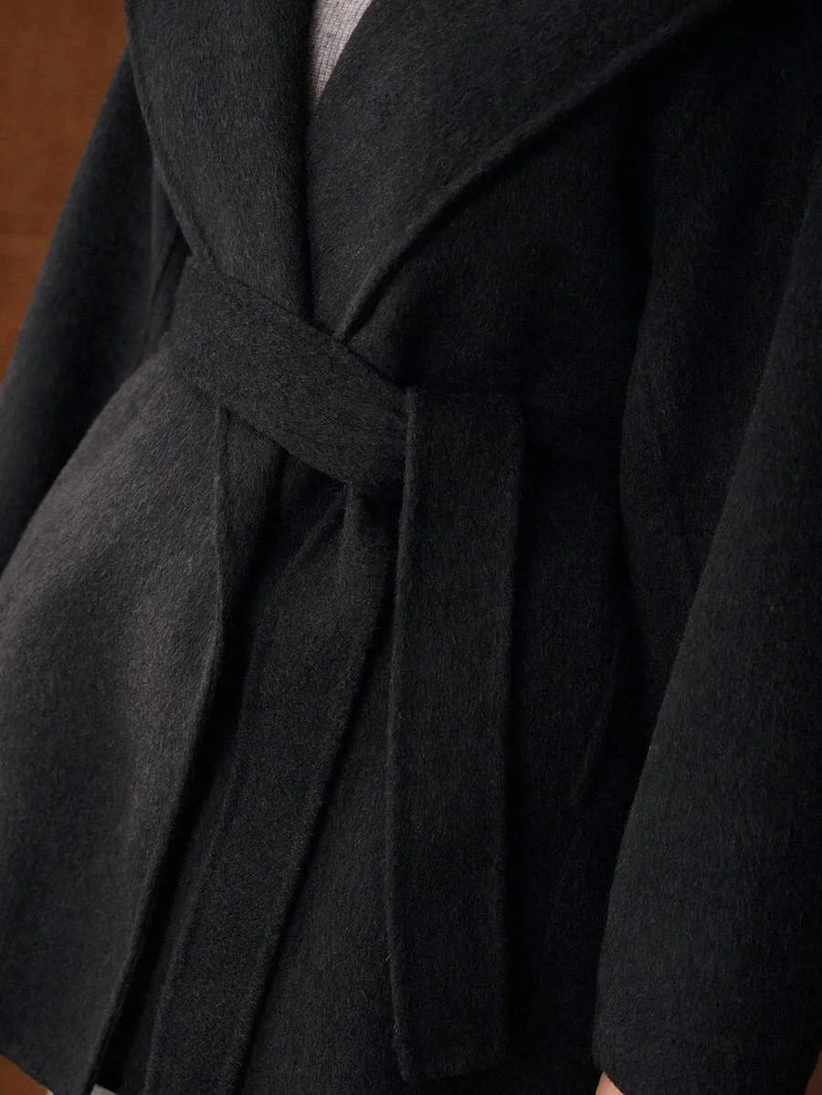 PREMIUM WOOL BELTED HOODED OVERCOAT