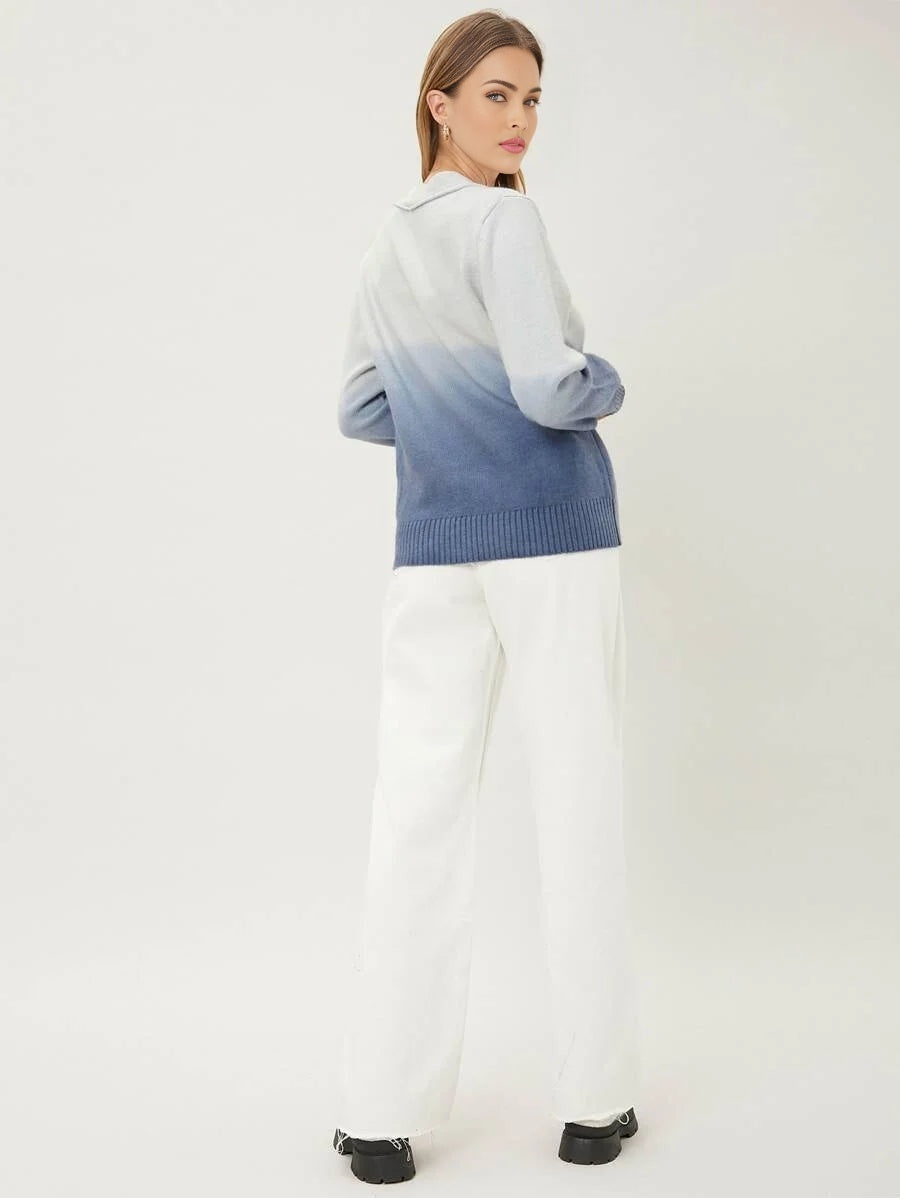 PREMIUM WOOL BLEND OMBRE CARDIGAN