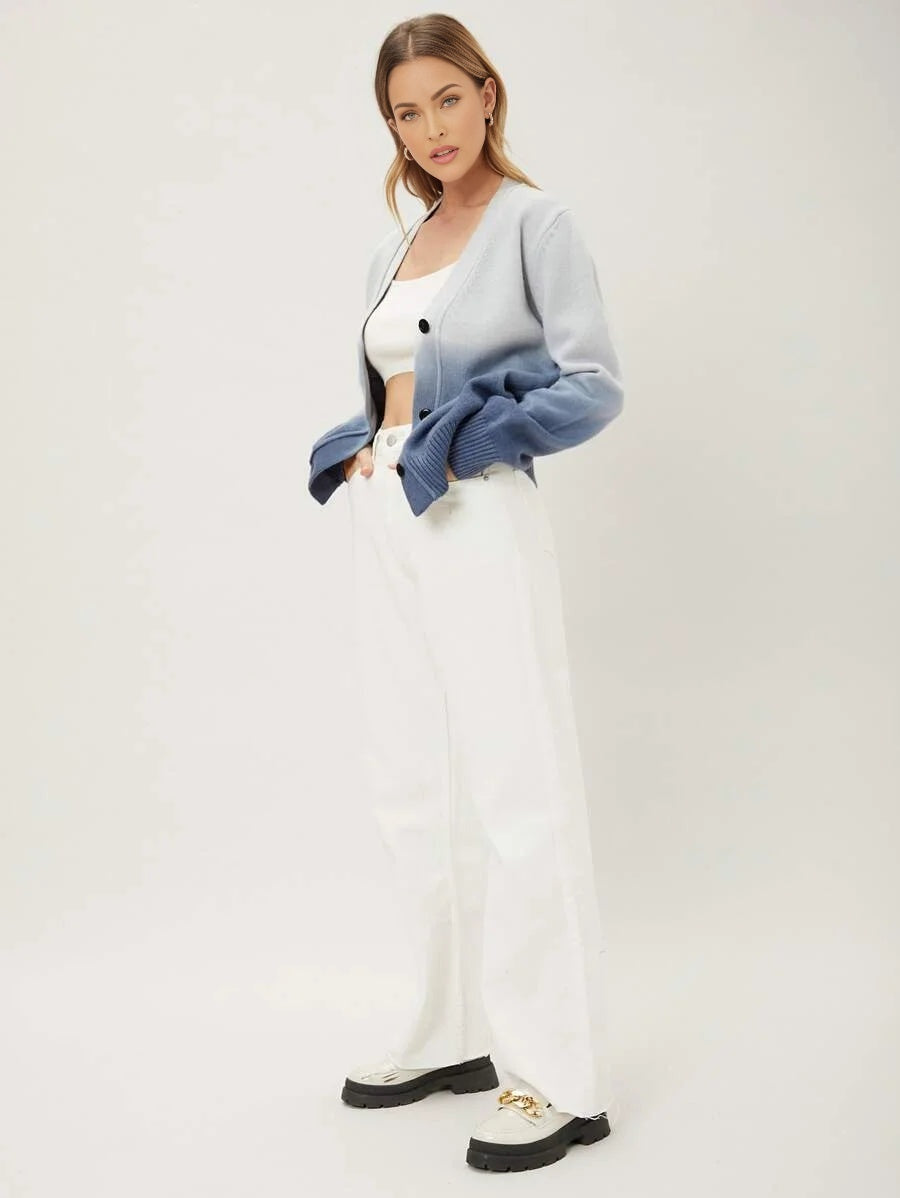 PREMIUM WOOL BLEND OMBRE CARDIGAN