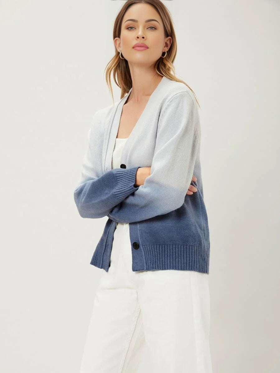 PREMIUM WOOL BLEND OMBRE CARDIGAN
