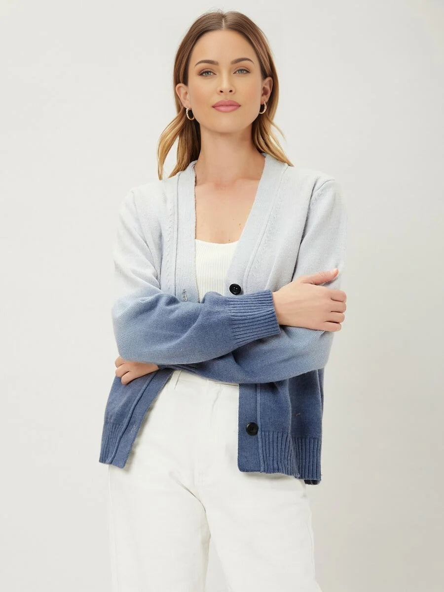 PREMIUM WOOL BLEND OMBRE CARDIGAN