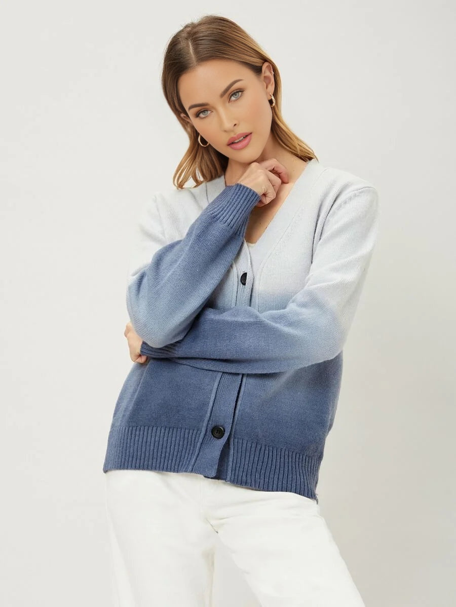 PREMIUM WOOL BLEND OMBRE CARDIGAN
