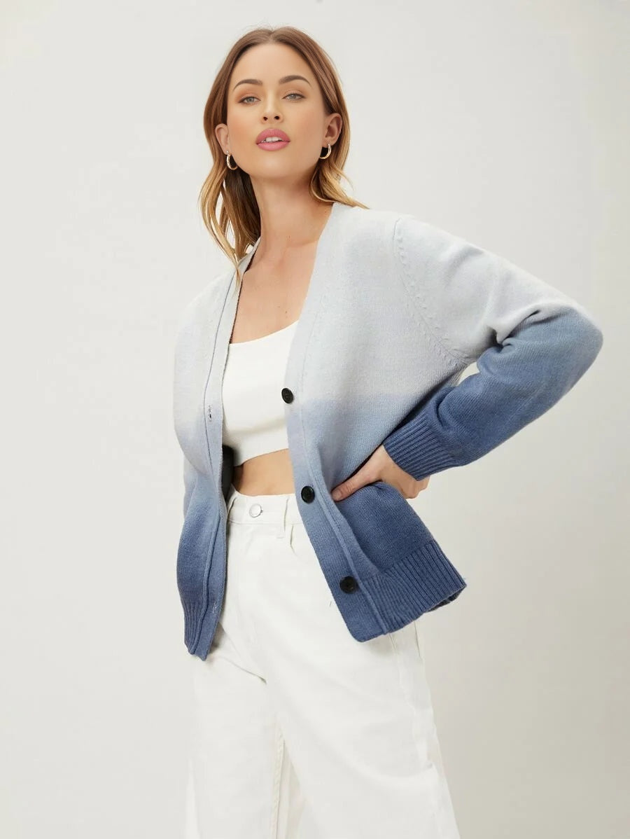 PREMIUM WOOL BLEND OMBRE CARDIGAN