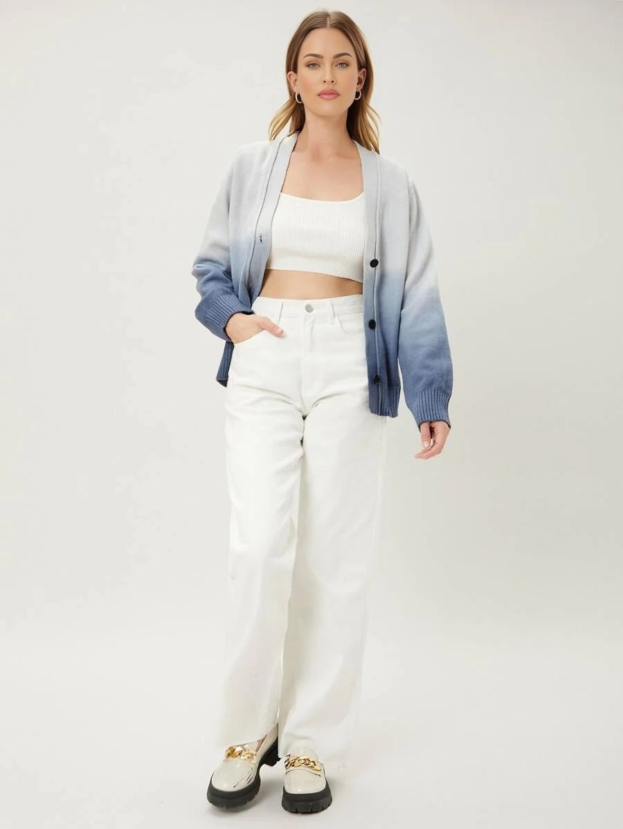 PREMIUM WOOL BLEND OMBRE CARDIGAN