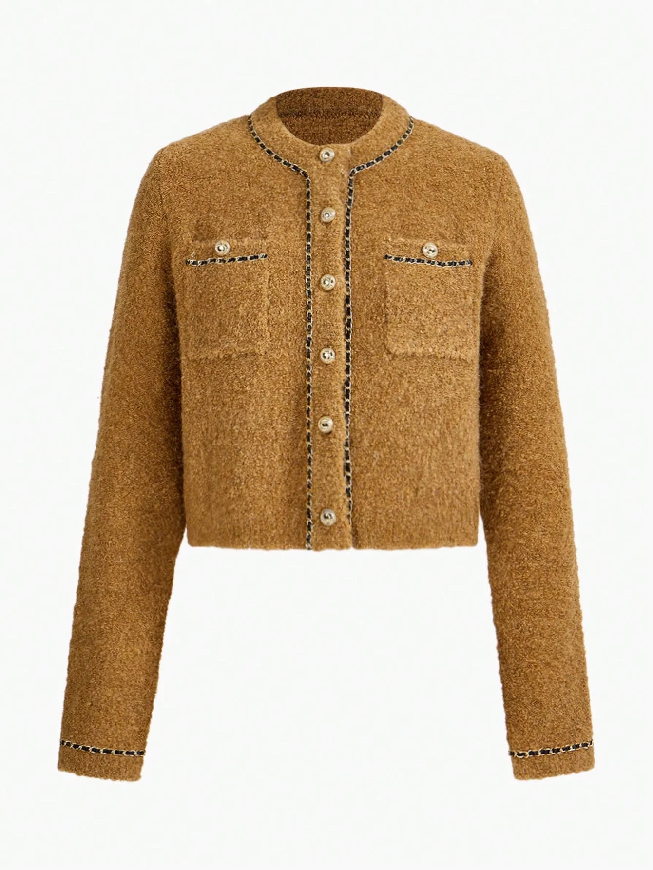 PREMIUM WOOL CONTRAST BINDING CARDIGAN