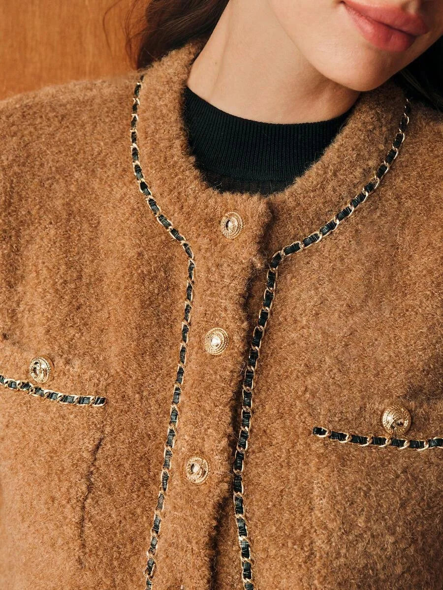 PREMIUM WOOL CONTRAST BINDING CARDIGAN