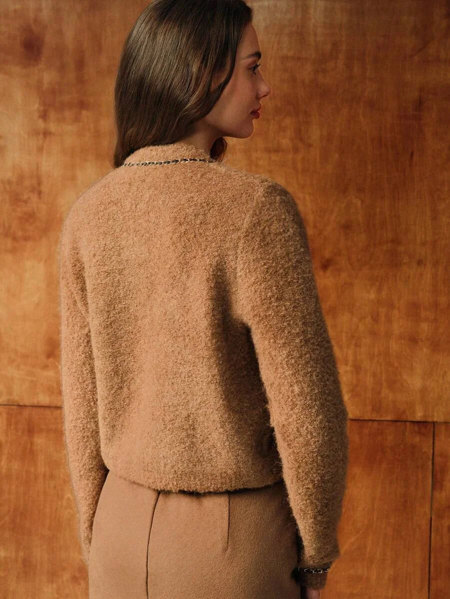 PREMIUM WOOL CONTRAST BINDING CARDIGAN