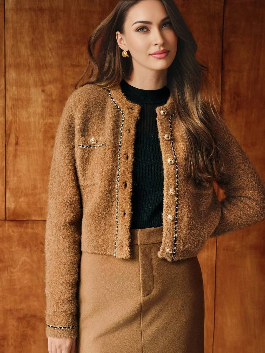 PREMIUM WOOL CONTRAST BINDING CARDIGAN