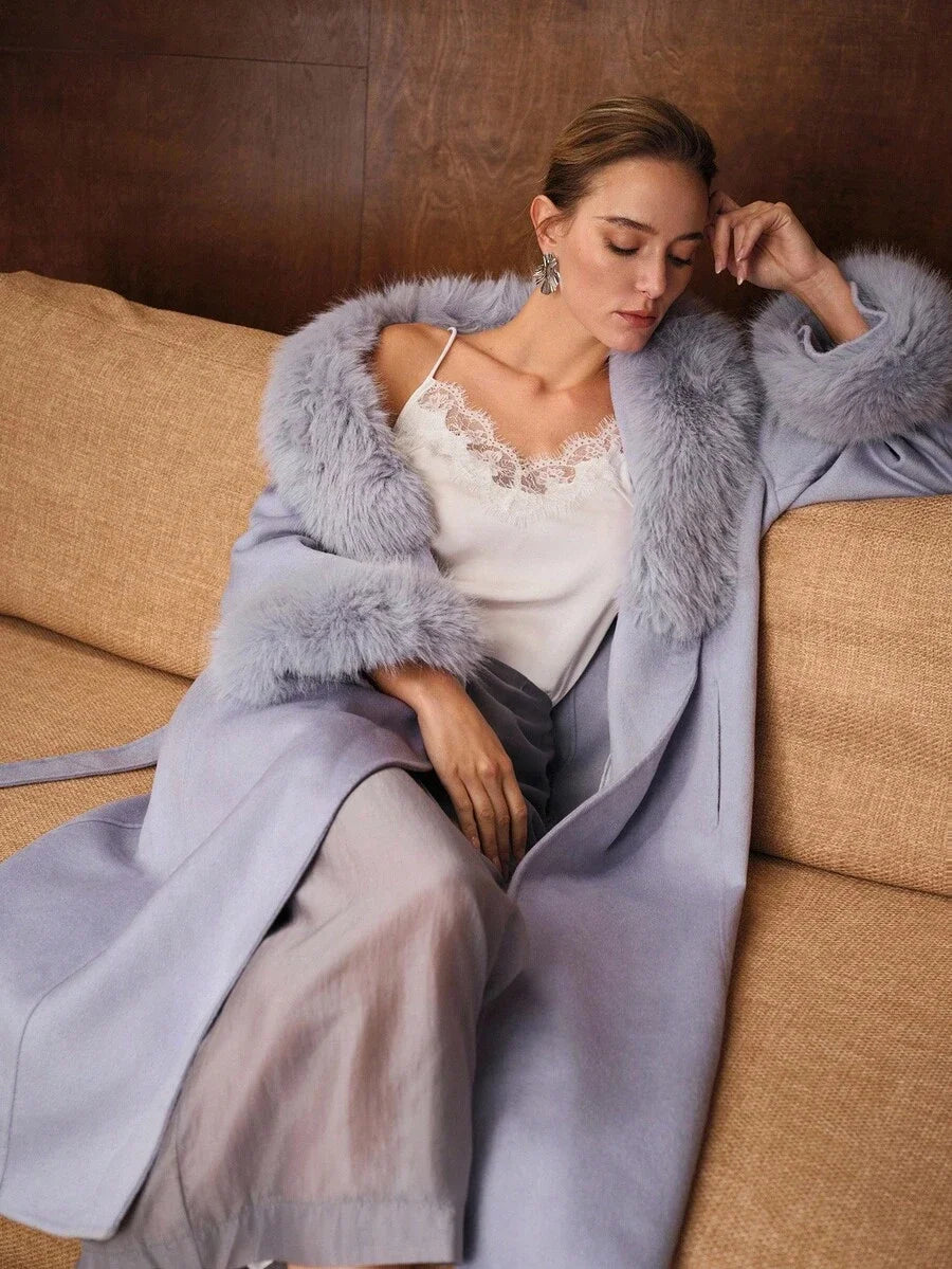 PREMIUM WOOL CONTRAST FAUX FUR OVERCOAT