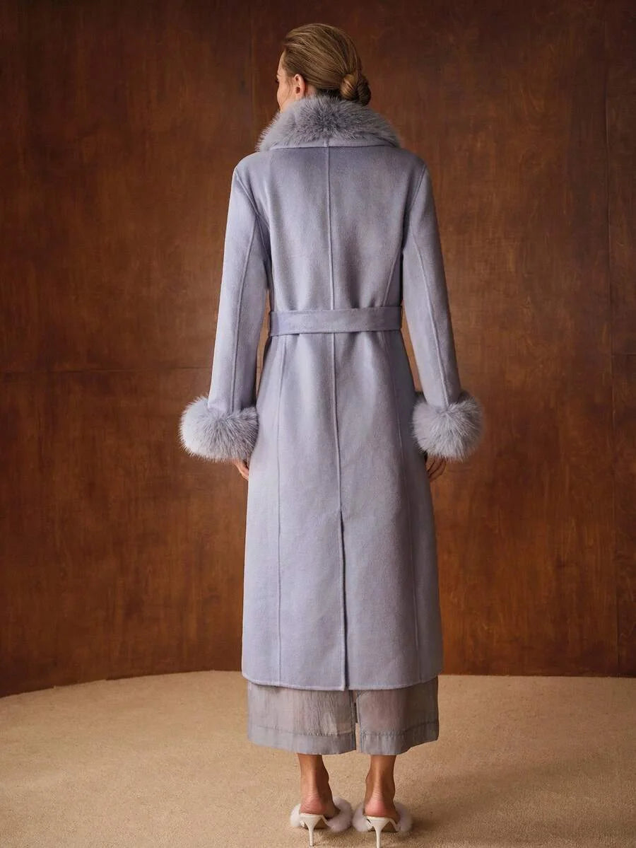 PREMIUM WOOL CONTRAST FAUX FUR OVERCOAT