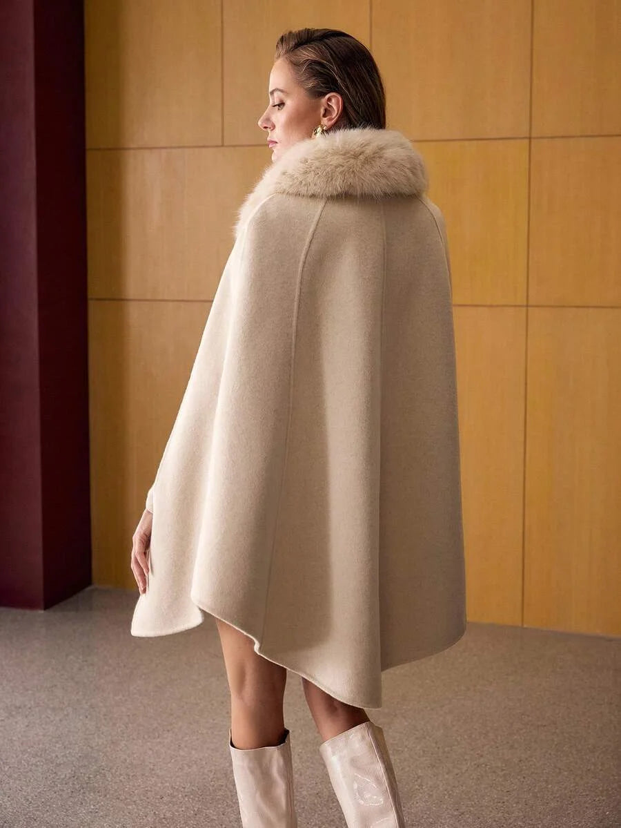 PREMIUM WOOL CONTRAST FAUX FUR OVERCOAT