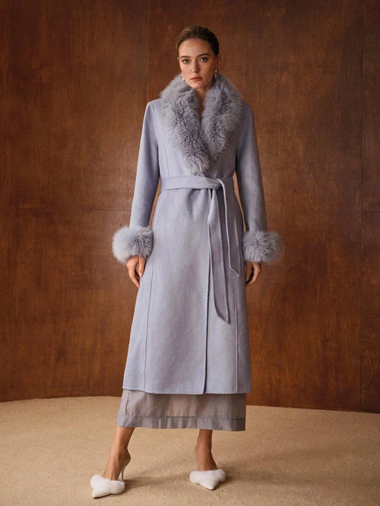 PREMIUM WOOL CONTRAST FAUX FUR OVERCOAT