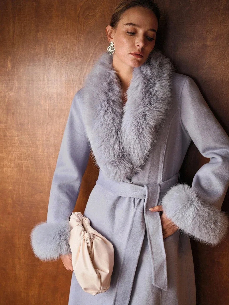 PREMIUM WOOL CONTRAST FAUX FUR OVERCOAT