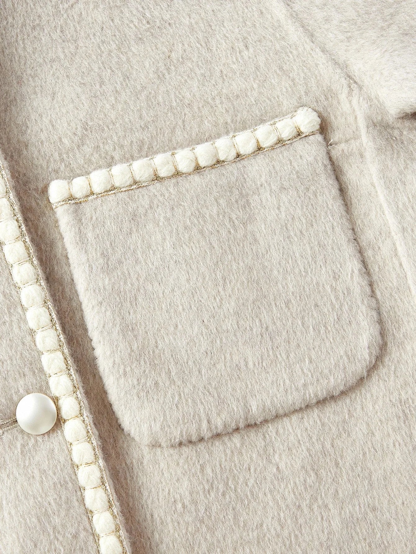 PREMIUM WOOL CONTRAST TAPE TRIM PATCH POCKET OVERCOAT